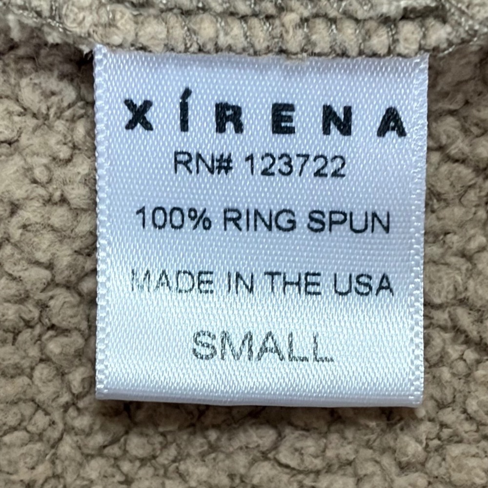 Xirena Tan Khaki 100% Ring Spun Cotton Quarter Zip Sweatshirt Small EUC - Picture 4 of 5